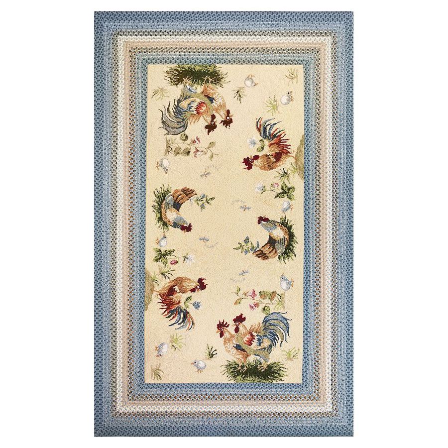 KAS Rugs Shabby Chic 2 x 4 Ivory Border Throw Rug at