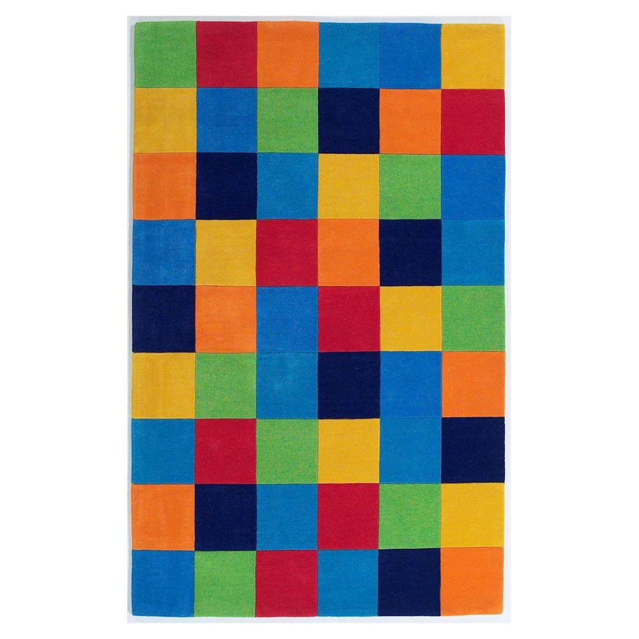 KAS Rugs KID041633X53 Playful Patterns Rectangular Multicolor Block Tufted Wool Accent Rug (Common: 3-ft x 5-ft; Actual: 39-in x 63-in)