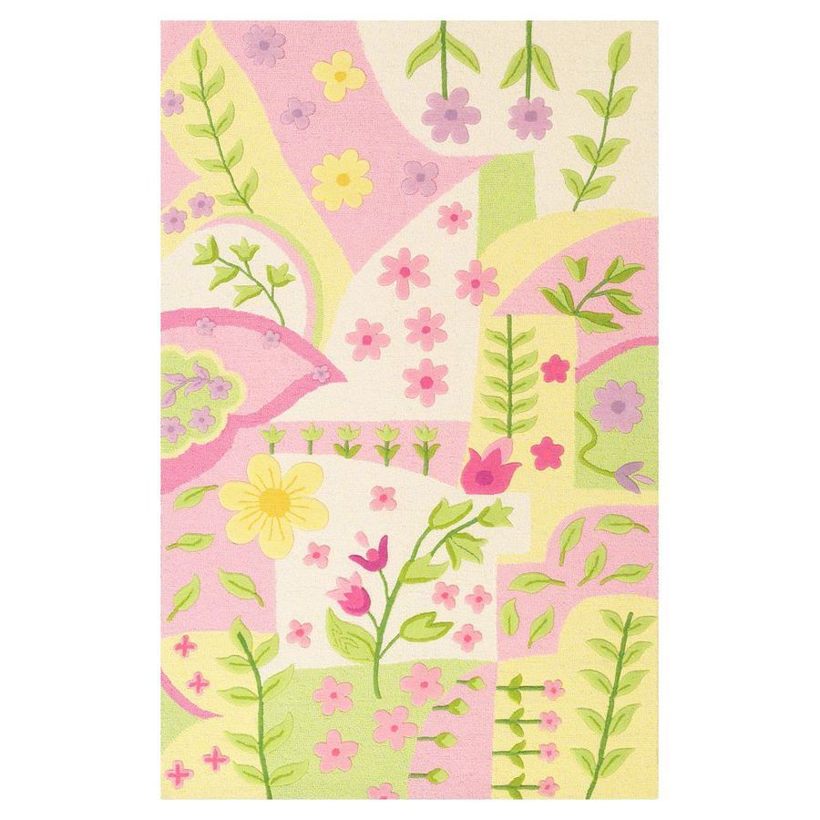 KAS Rugs KID04222X3 Playful Patterns Rectangular Red Floral Tufted Wool Accent Rug (Common: 2-ft x 3-ft; Actual: 24-in x 36-in)