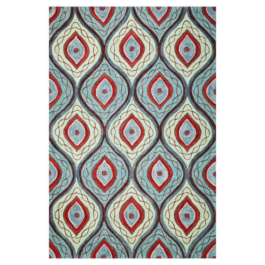 KAS Rugs MIA213533X53 Trend Setter Rectangular Blue Geometric Tufted Accent Rug (Common: 3-ft x 5-ft; Actual: 39-in x 63-in)