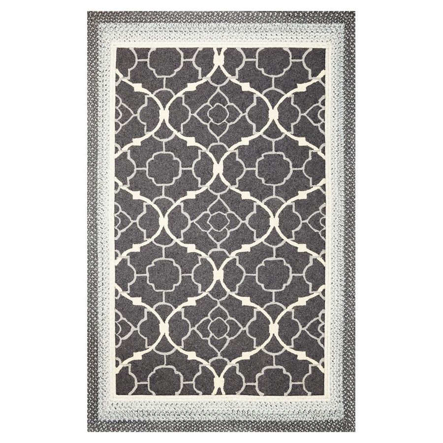 KAS Rugs FAI551533X53 Shabby Chic Rectangular Black Transitional Hand-Hooked Accent Rug (Common: 3-ft x 5-ft; Actual: 39-in x 63-in)