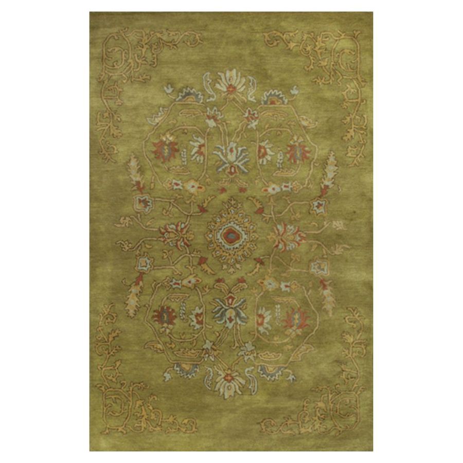 KAS Rugs JAI386333X53 Elite Traditions Rectangular Green Transitional Tufted Wool Accent Rug (Common: 3-ft x 5-ft; Actual: 39-in x 63-in)
