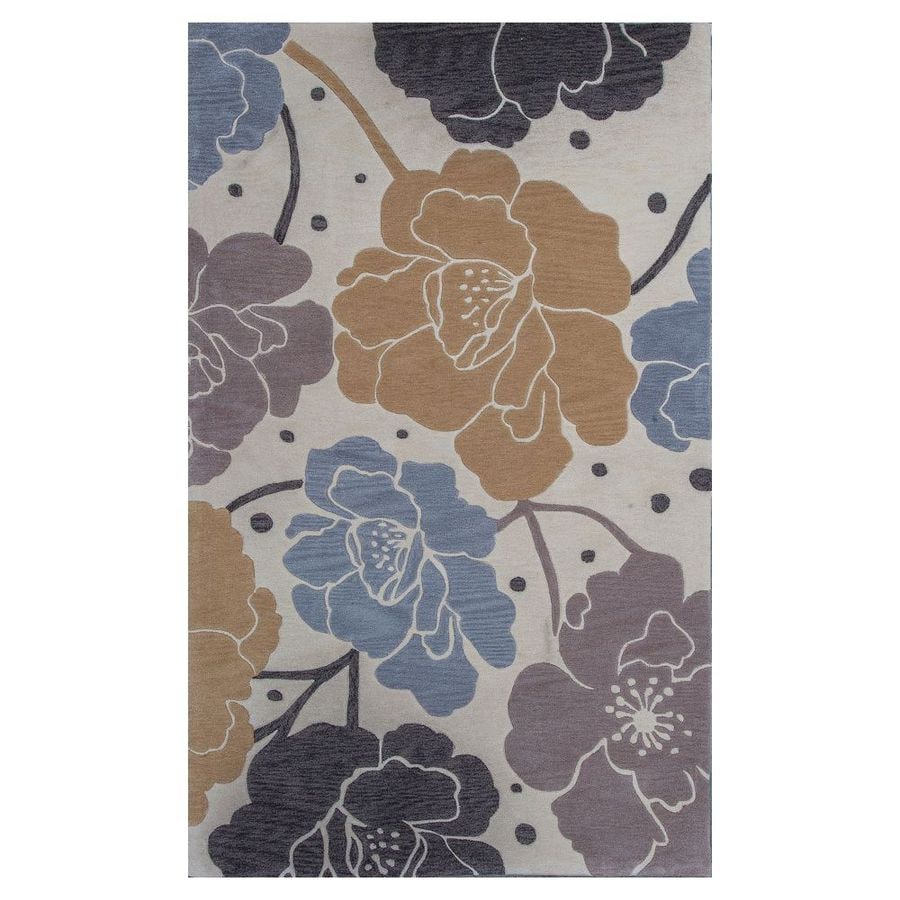 KAS Rugs BAI28718X10 Elegant Transitions 8 X 10 (ft) Beige/Blue Floral Area Rug