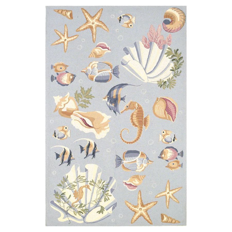 KAS Rugs COL180530X50 Classy Casual Rectangular Blue Transitional Hand-Hooked Wool Accent Rug (Common: 2-ft x 4-ft; Actual: 30-in x 50-in)