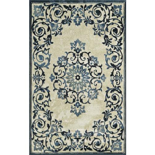 Addison Rugs Distinctive 3 x 5 Pearl Indoor Medallion French Country