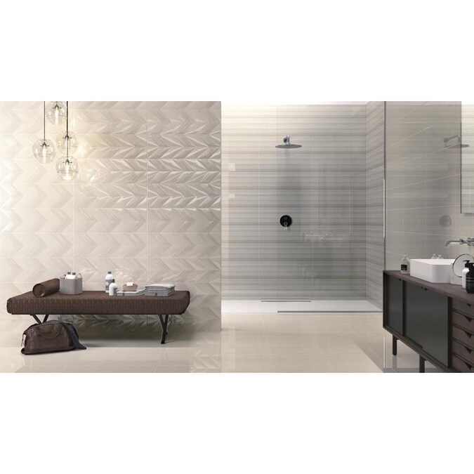 Emser VERTIGO 7-Pack Gray 15-in x 30-in Glazed Ceramic Patterned Wall