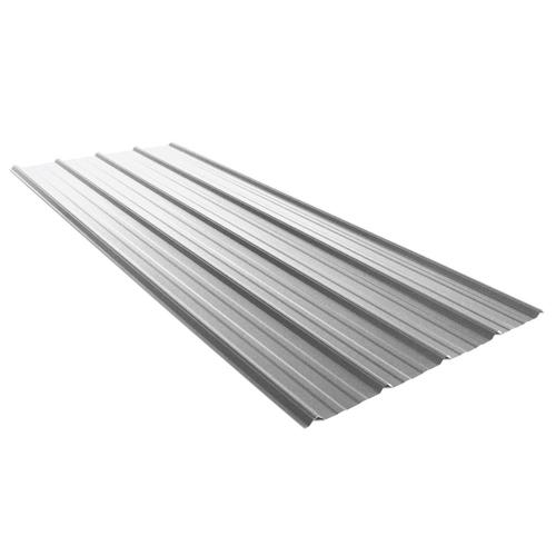 Union Corrugating 3.17ft x 8ft Ribbed Silver Steel Roof Panel in the