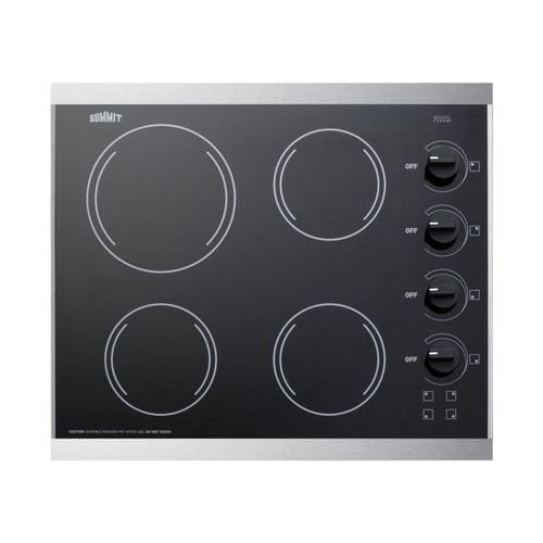 Summit Appliance 24in 4 Elements Smooth Surface (Radiant) Black Electric Cooktop in the