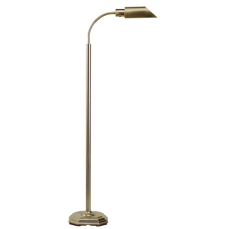 OttLite 55.0-in Honey Brass Foot Switch Floor Lamp with Metal Shade at