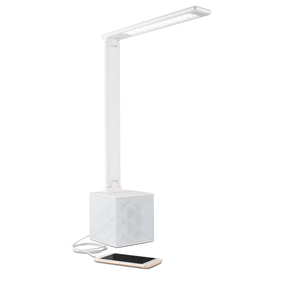 Ottlite 21 In Adjustable White Led Touch Swing Arm Desk Lamp With