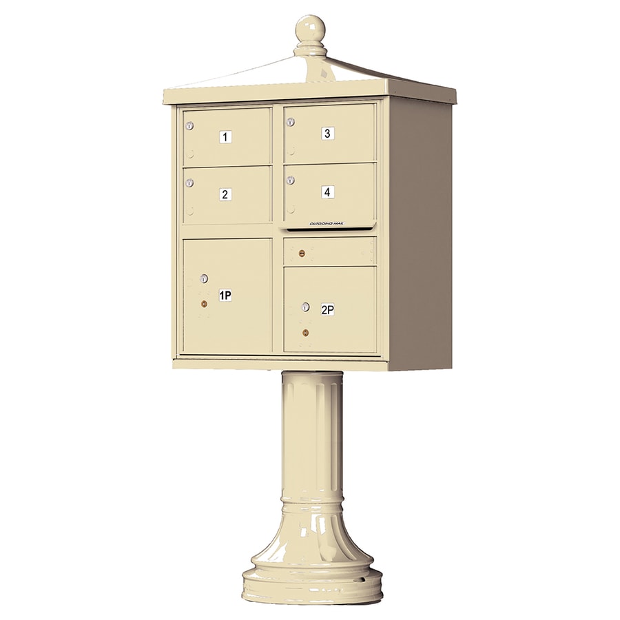 Florence Vital with Vogue Traditional Accessories 31.6-in W x 71.4-in H Metal Sandstone Cluster Mount Lockable Cluster Mailbox