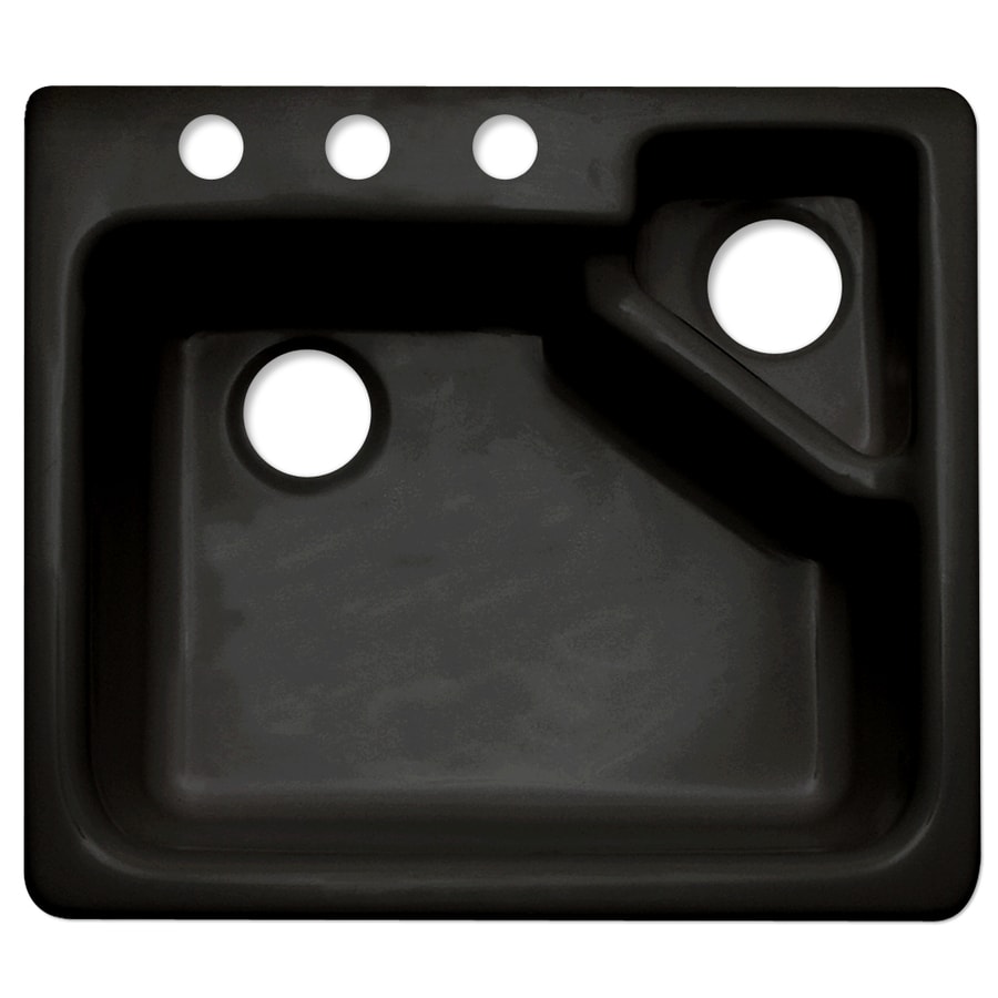 CorStone 11344 Quidnick 25-Inches x 22-Inches Gloss Black Acrylic Single bowl