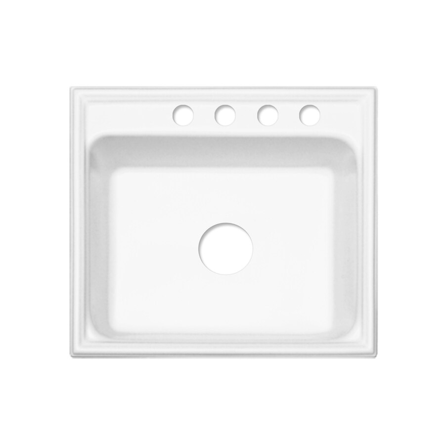 CorStone 18460 Shannock 25-Inches x 22-Inches Gloss White Acrylic Single bowl