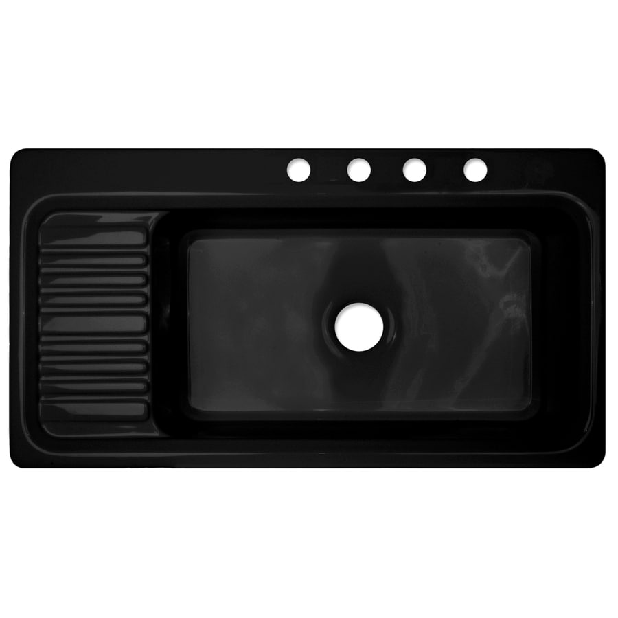 CorStone 59464 Sakonnet 41-Inches x 22-Inches Gloss Black Microban Acrylic Single bowl