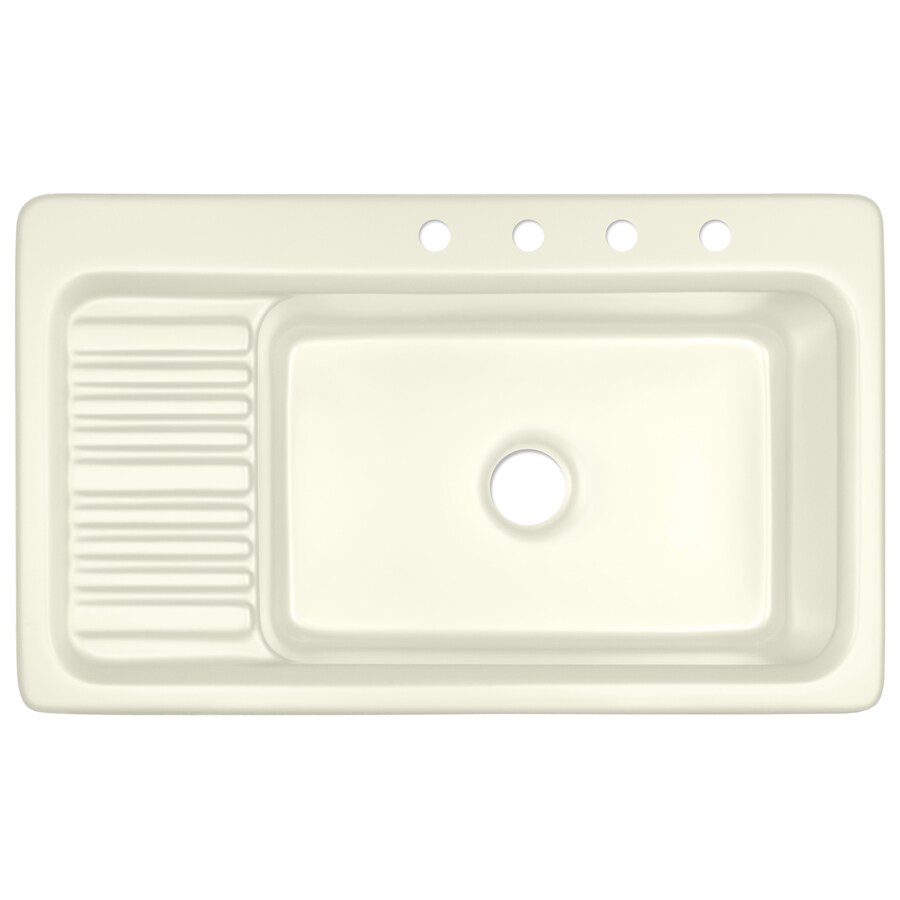 CorStone 66461 Greystone 37-Inches x 22-Inches Gloss Bone Microban Acrylic Single bowl