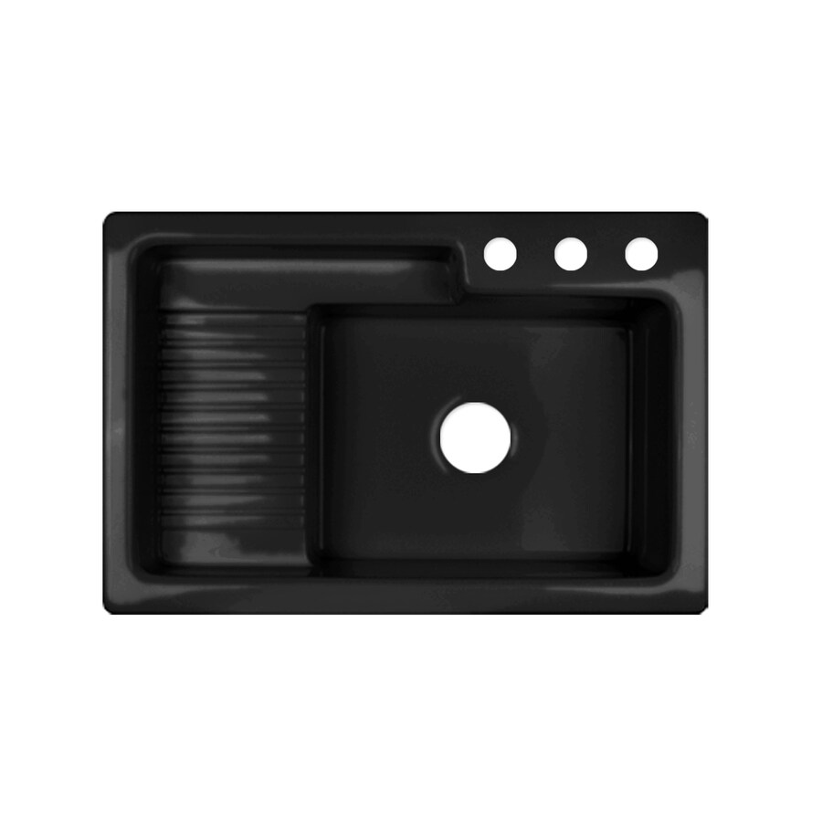 CorStone 68364 Greystone 22-Inches x 33-Inches Gloss Black Microban Acrylic Single bowl