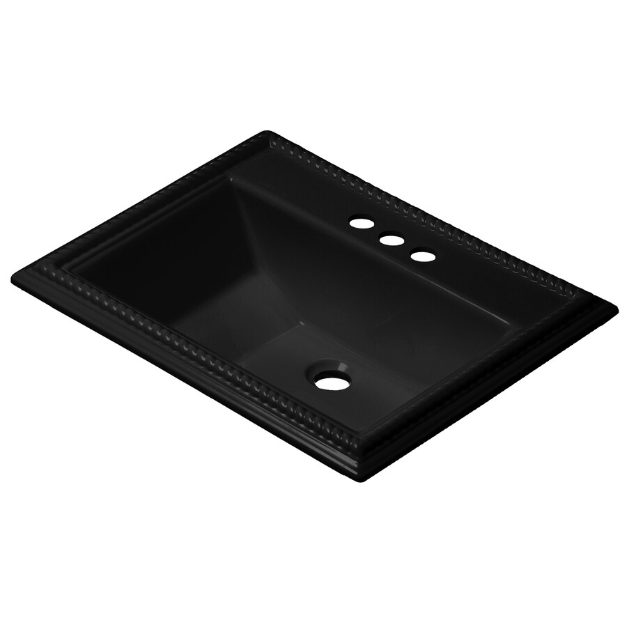 CorStone 92444 Chesnee Acrylic Drop-in Rectangular Gloss Black Bathroom Sink ( 18.25-Inches x 23-Inches )