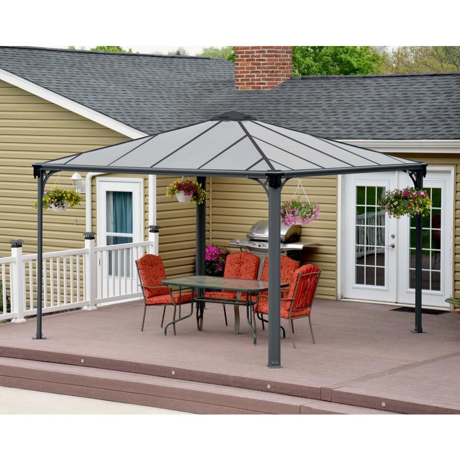 Palram Palermo Gazebo Gray Structure/Bronze Panels Plastic Square ...