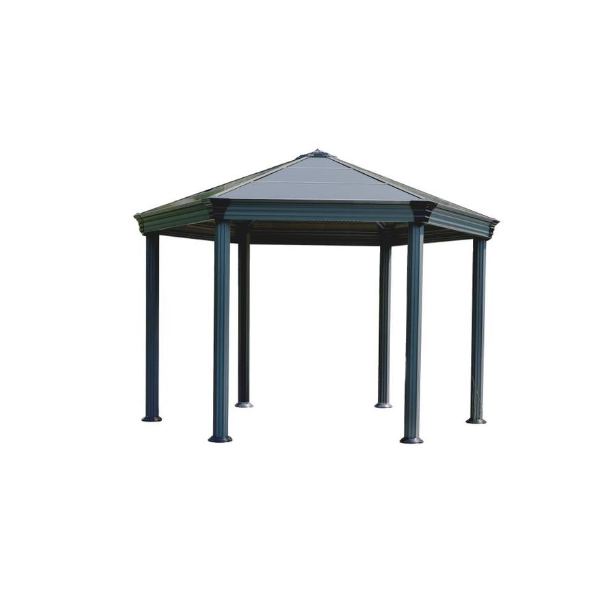 Palram Roma Gazebo Gray Structure/Bronze Panels Plastic Hexagon Gazebo ...