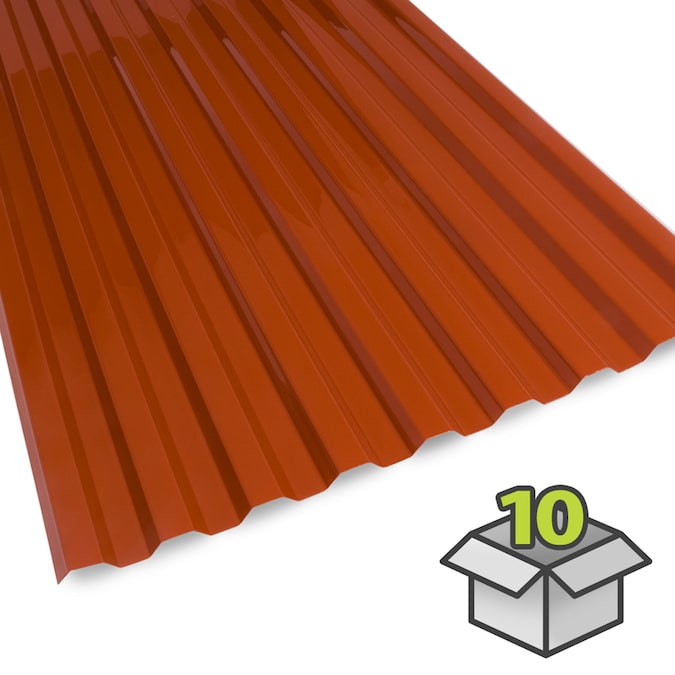 SUNTUF 2ft x 6ft Corrugated Red Brick Polycarbonate Plastic Roof Panel in the Roof Panels