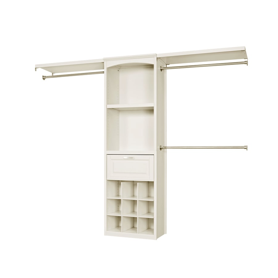 Shop Allen Roth 8 Ft X 6 83 Ft Antique White Wood Closet Kit At Lowes Com   764053458231 