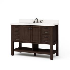 allen + roth Kingscote Espresso Undermount Single Sink Asian Hardwood Bathroom Vanity with Engineered Stone Top (Common: 48-in x 20-in; Actual: 48-in x 20-in)