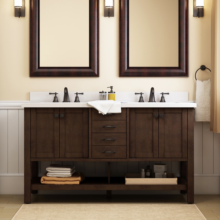 allen + roth Kingscote 60in Espresso Undermount Double Sink Bathroom