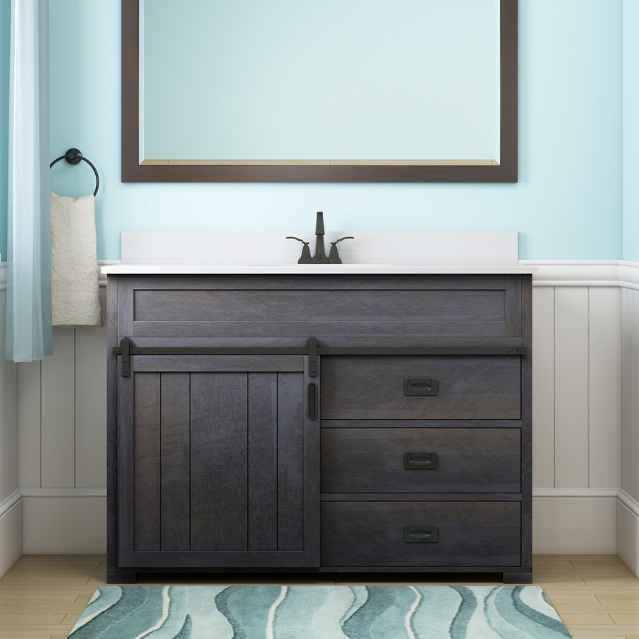 Style Selections Morriston 48-in Distressed Java Undermount Single Sink Bathroom Vanity with 