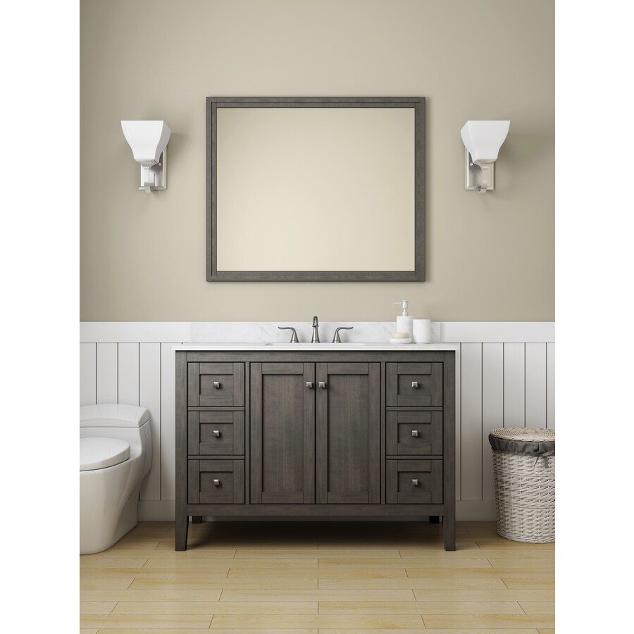 Allen Roth Everdene 48 In Grey Undermount Single Sink Bathroom Vanity With Carrera White Engineered Stone Top In The Bathroom Vanities With Tops Department At Lowes Com