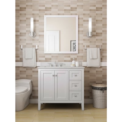 Allen Roth Everdene 36 In White Single Sink Bathroom Vanity With