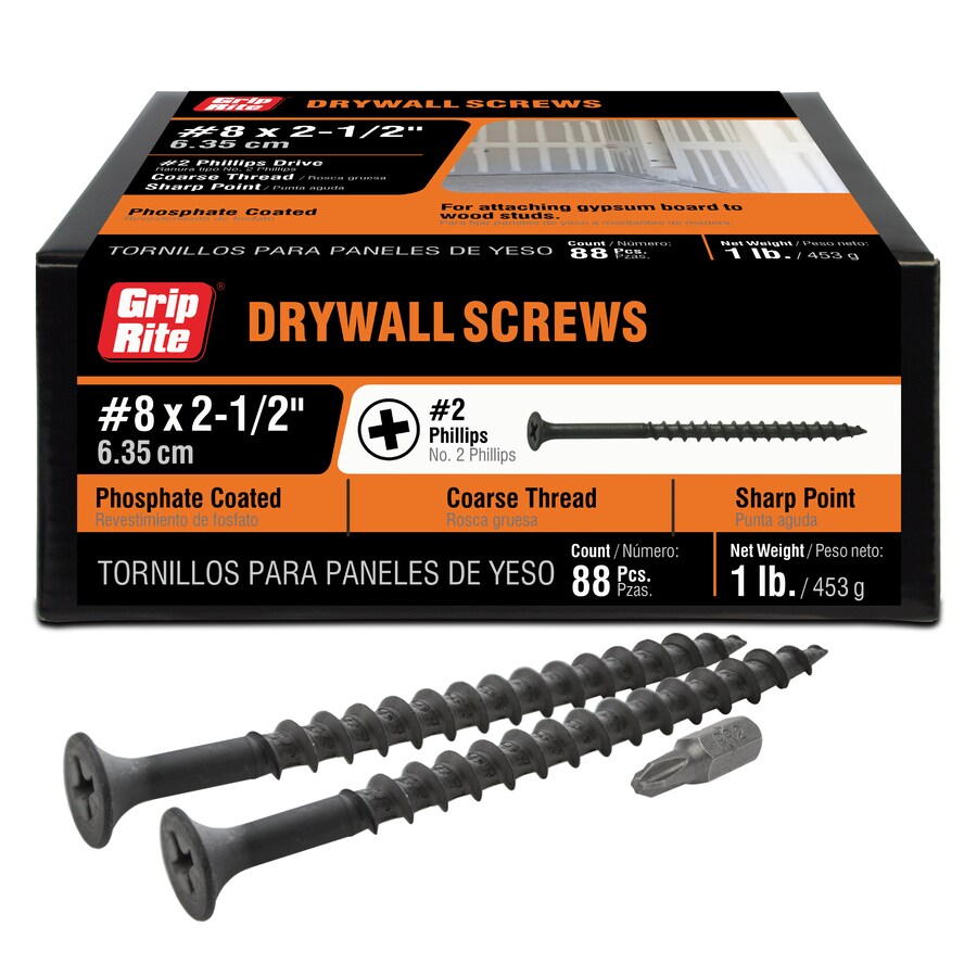 Grip-Rite #8 x 2-1/2-in Bugle Coarse Thread Drywall Screws (1-lb)