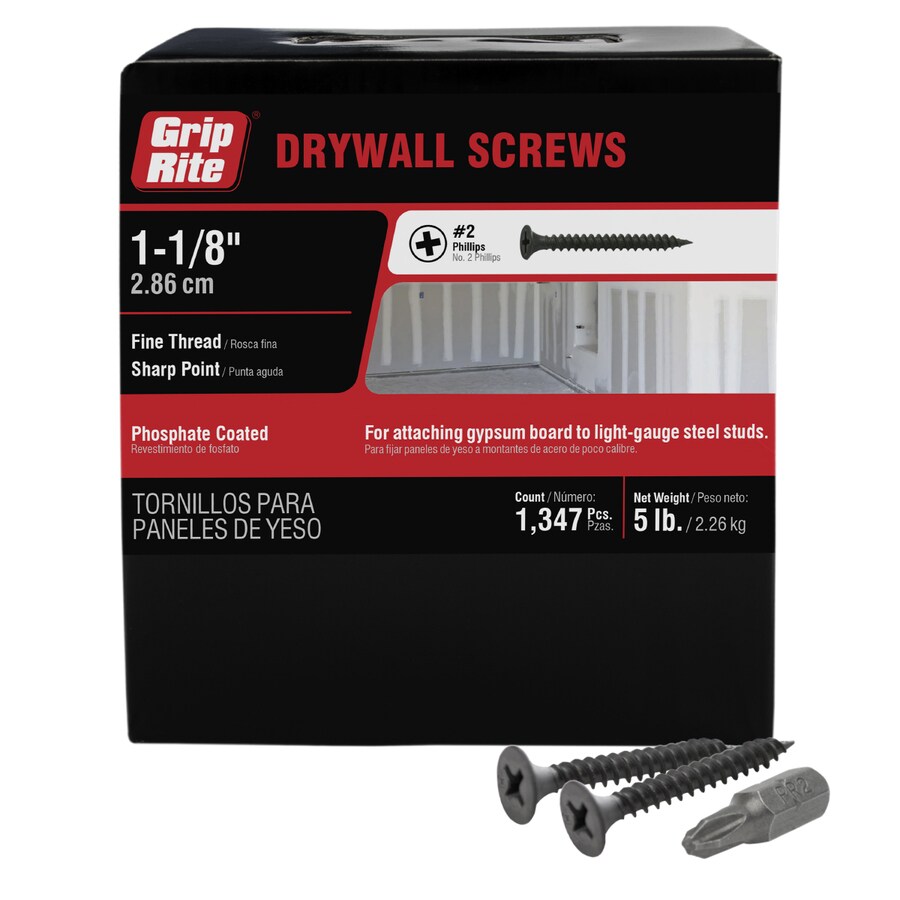 GripRite 6 x 11/8in Bugle Fine Thread Drywall Screws (5lbs) at