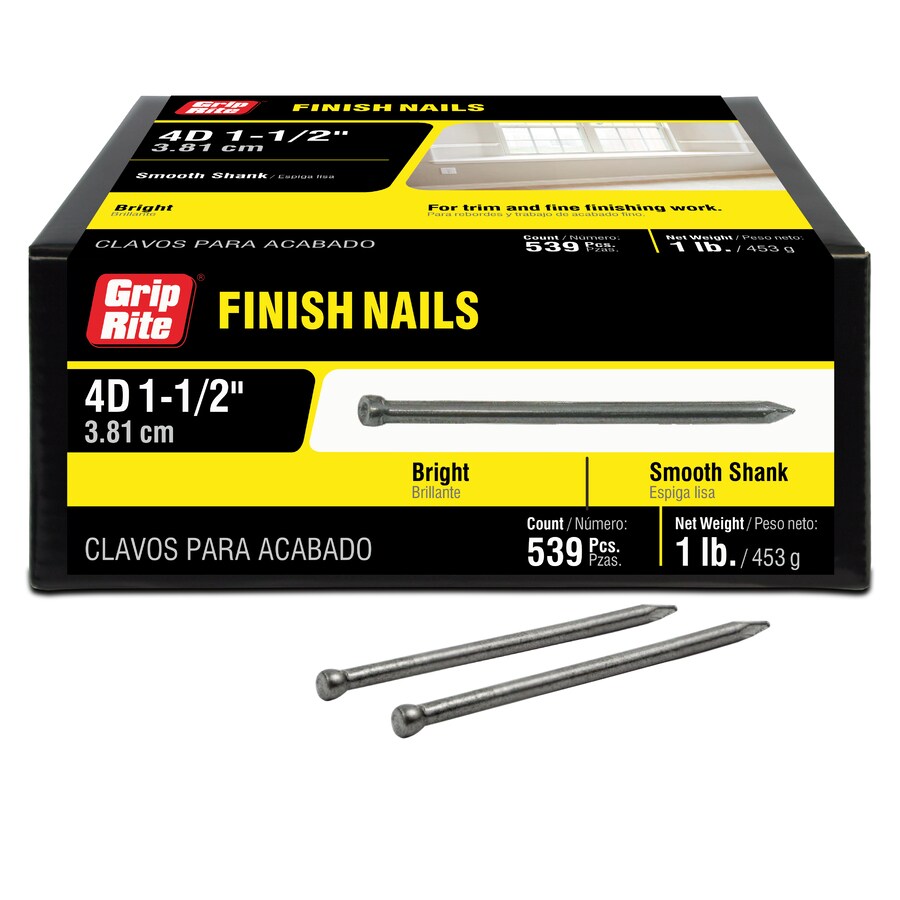 Grip Rite 1 12 In 15 Gauge Yellow Zinc Steel Finish Nails 1 Lb In The Brads And Finish Nails