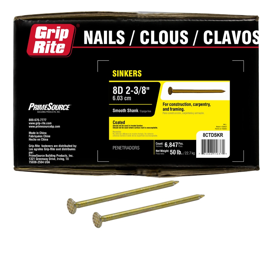 GripRite 12Gauge VinylCoated Steel Interior Sinker Nails (50lbs) in