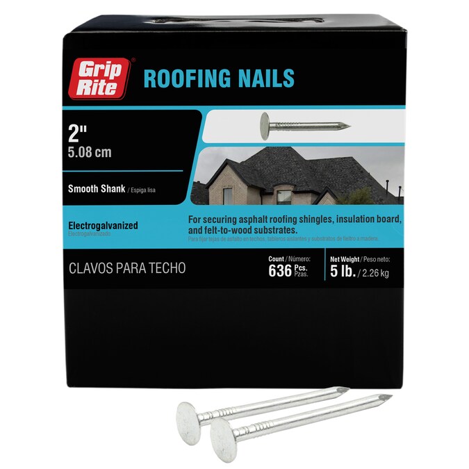GripRite 2in 11Gauge ElectroGalvanized Steel Roofing Nails (5lbs) in the Roofing Nails