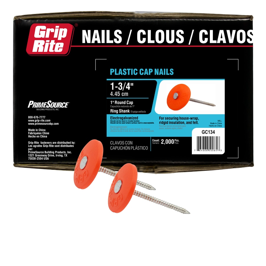 Grip-Rite 2,000-Count 1.75-in Round Plastic Cap Nails at Lowes.com
