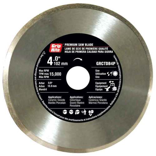 GripRite 4in Wet or Dry Continuous Diamond Circular Saw Blade at