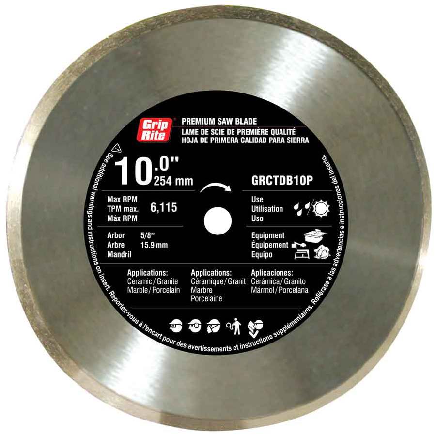 GripRite 10in Wet or Dry Continuous Diamond Circular Saw Blade at