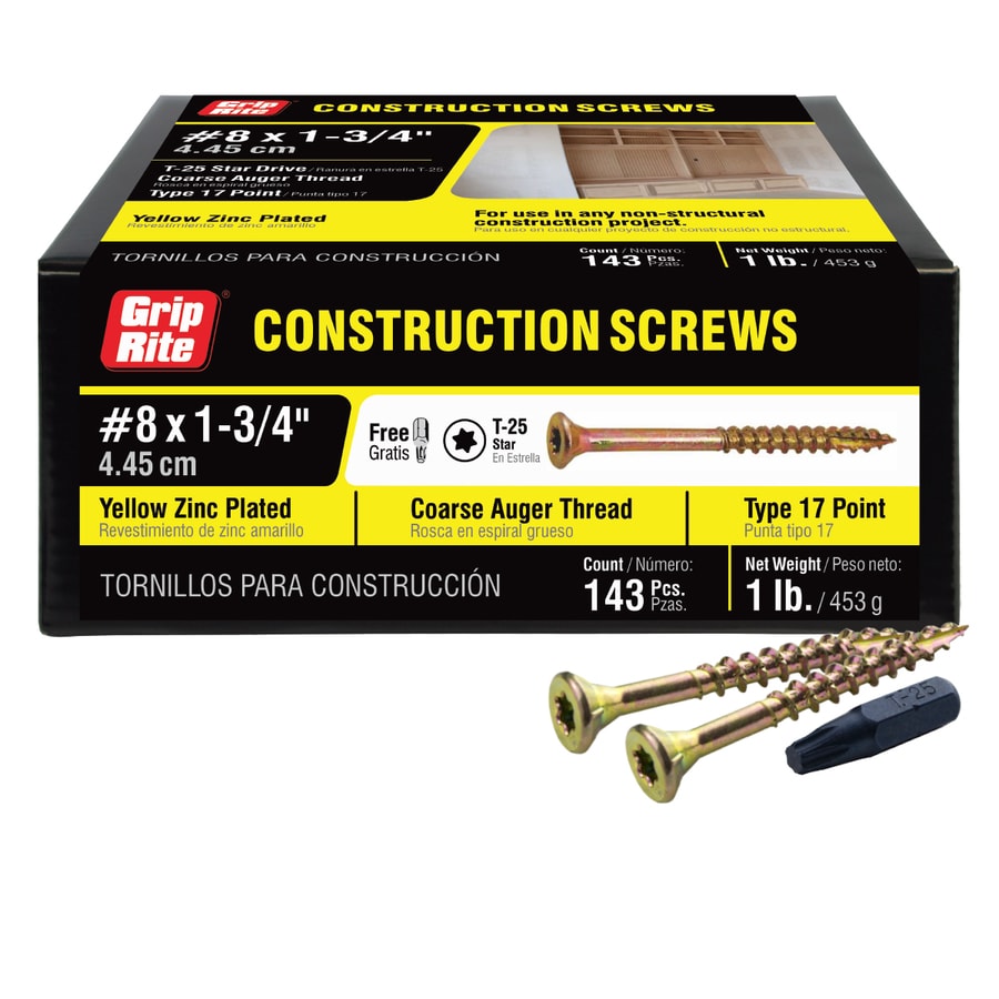 Grip Rite 8 X 1 34 In Gold Yellow Zinc Bugle Interior Wood Screws 1 Lb In The Wood Screws 