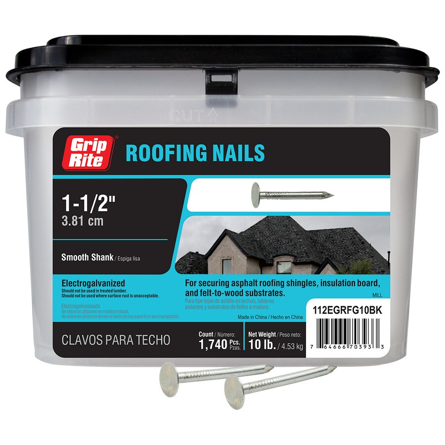 GripRite 10lb Roofing Nail Electrogalvanized 11/2 in in the Roofing