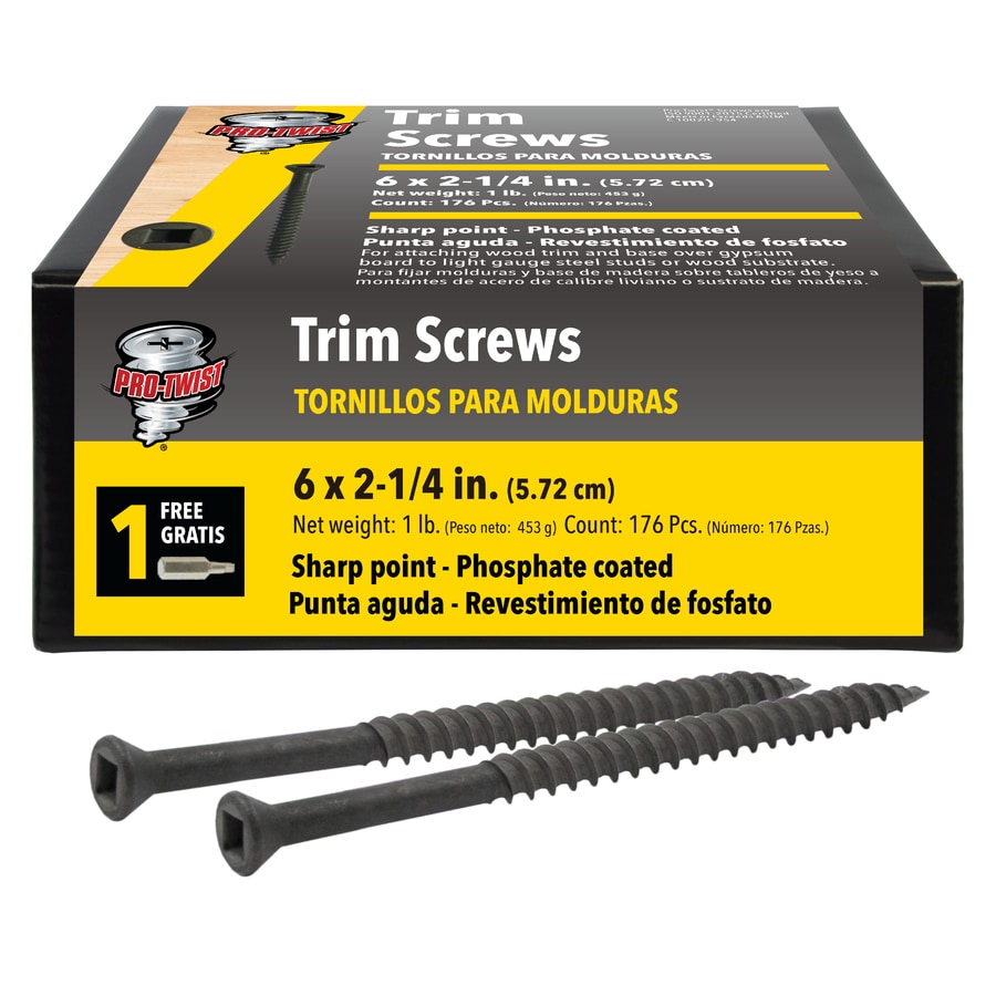 Pro-Twist #6 x 2-1/4-in Black Phosphate Trim Interior Trim Screws (1-lb ...