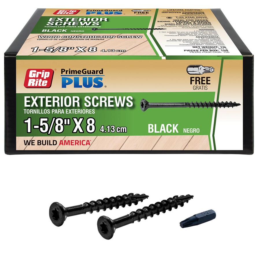 GripRite 1lb Exterior Screw PGP 15/8 in Black in the Deck Screws