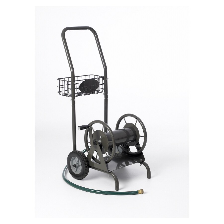 Yard Butler Steel 100-ft Cart Hose Reel, Portable, Manual Operation, Silver