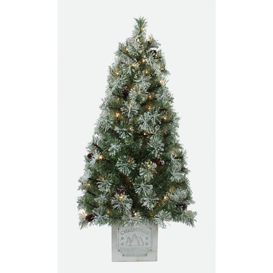 Holiday Living 4FT PreLit Porch Tree W/Wooden Pot in the Artificial