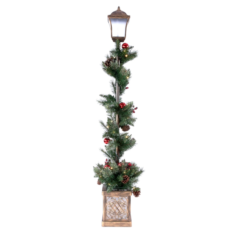 Holiday Living 6-ft Cashmere Pine Pre-Lit Potted Slim Artificial ...
