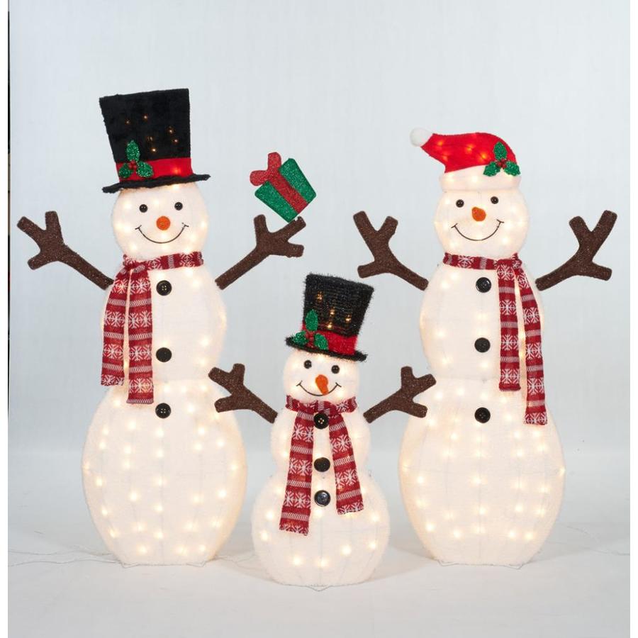 EverStar Set Of 3 UL Fluffy Snowman Family Sculpture in the Outdoor ...