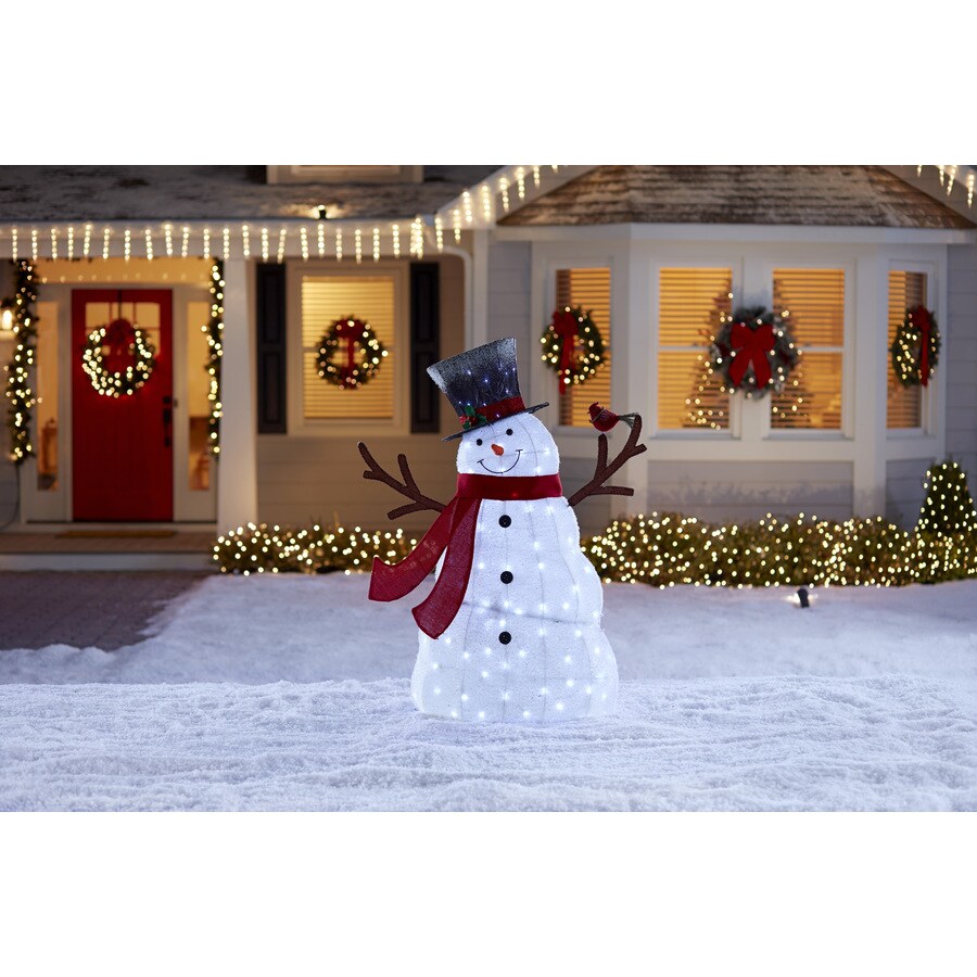 Holiday Living HL 52-in LED Snowman with Hat in the Outdoor Christmas ...