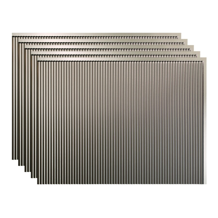 Fasade Rib 24.25-in x 18.25-in Brushed Nickel Backsplash Panels in the ...