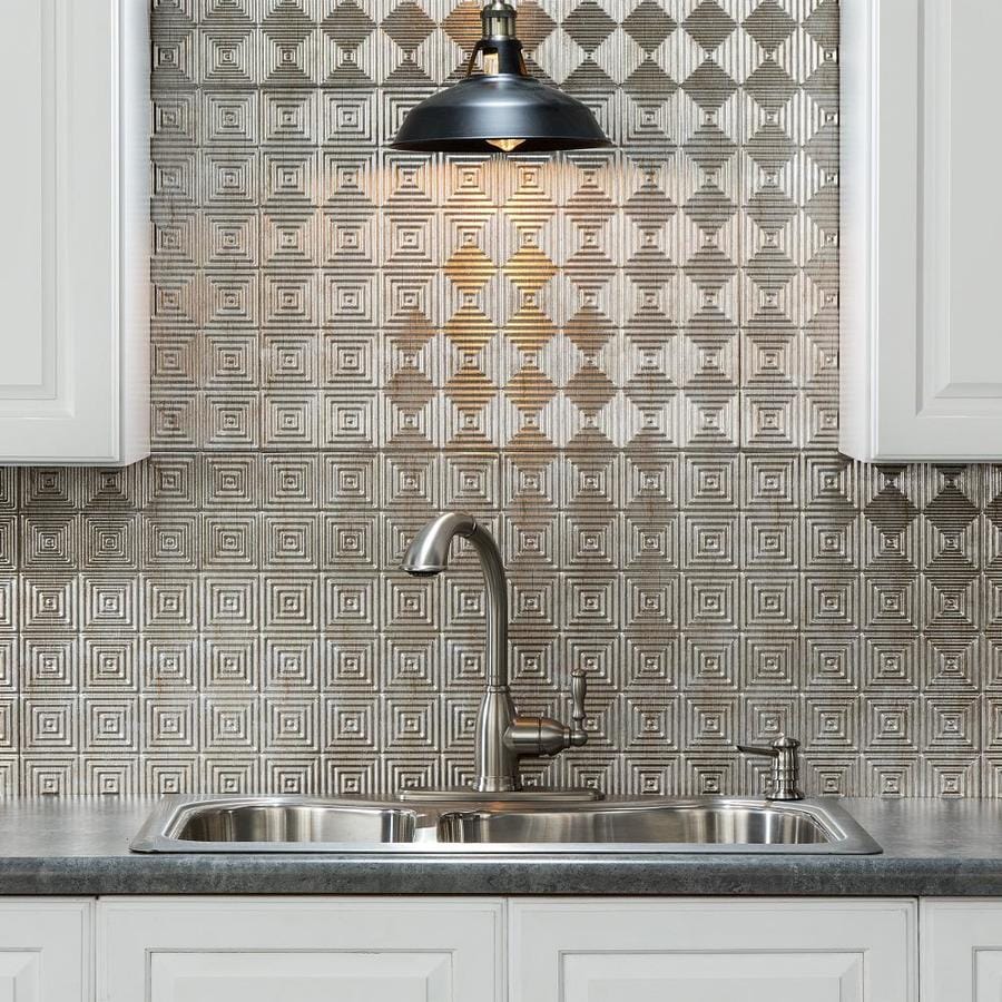 Fasade Miniquattro 24.25-in x 18.25-in Vintage Metal Backsplash Panels ...