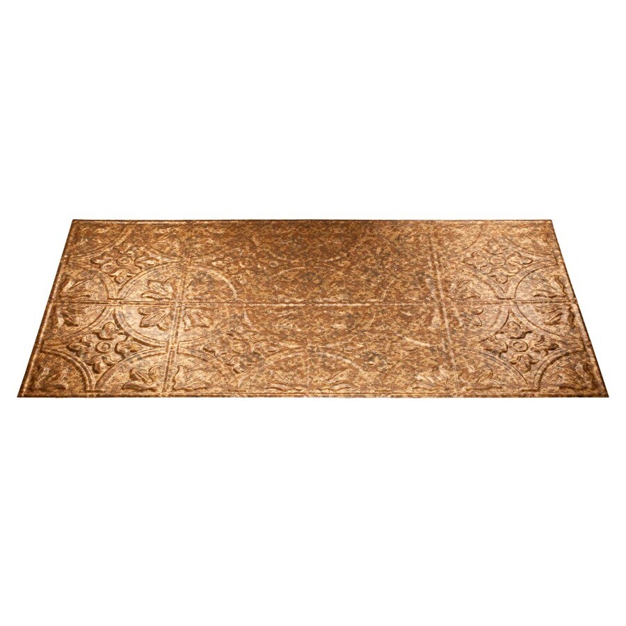Fasade Cracked Copper Faux Tin Surface-Mount Ceiling Tiles (Common: 48 ...